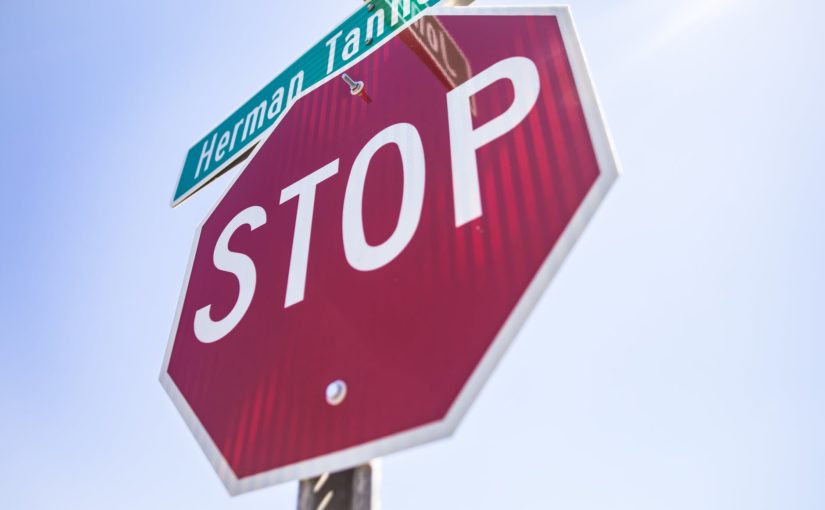 red and white stop sign